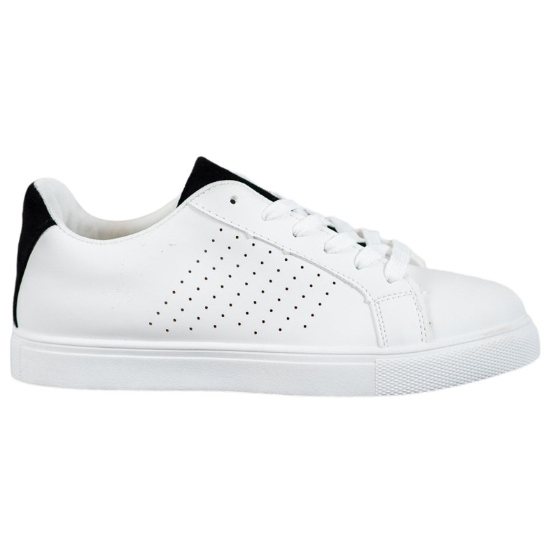 SHELOVET Sapatos Brancos com Inserção de Camurça