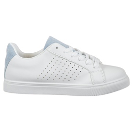 SHELOVET Sapatos Brancos com Inserção de Camurça