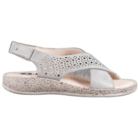 SHELOVET Sandálias de velcro confortáveis cinza