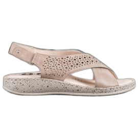 SHELOVET Sandálias de velcro confortáveis marrom