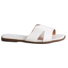 SHELOVET Chinelos clássicos de couro ecológico branco