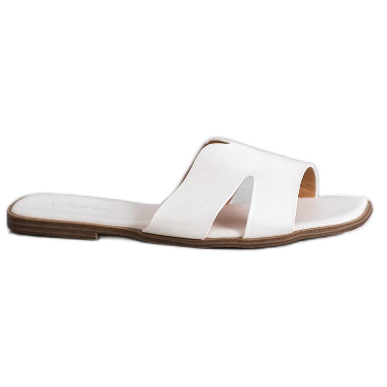 SHELOVET Chinelos clássicos de couro ecológico branco