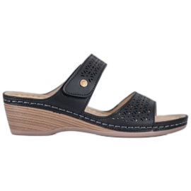 SHELOVET Chinelos leves de velcro preto