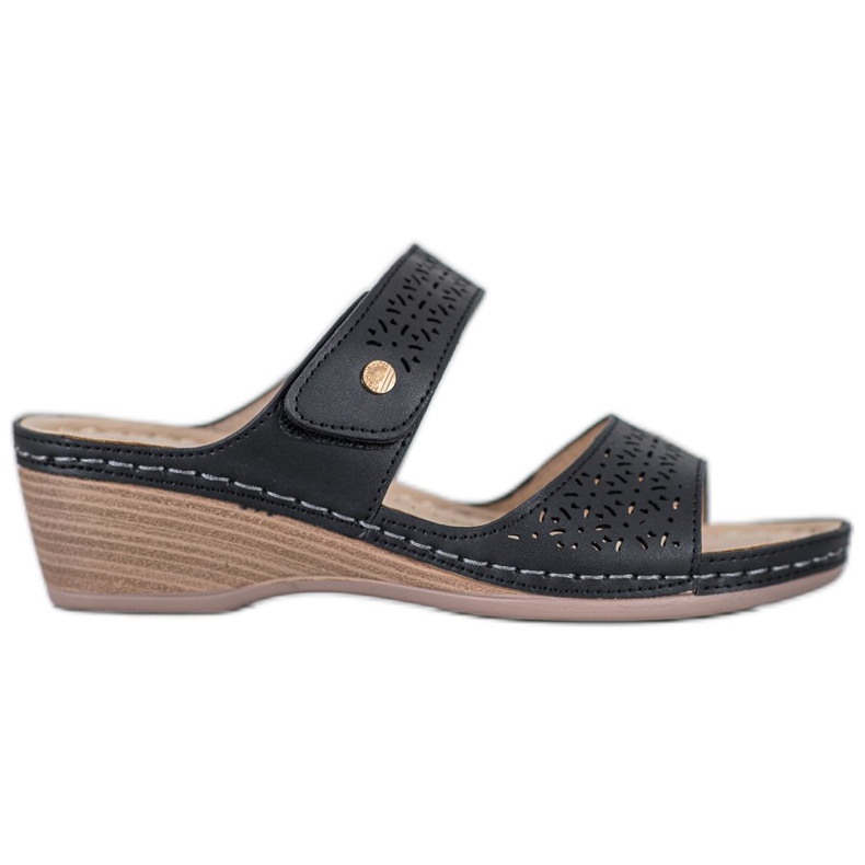 SHELOVET Chinelos leves de velcro preto