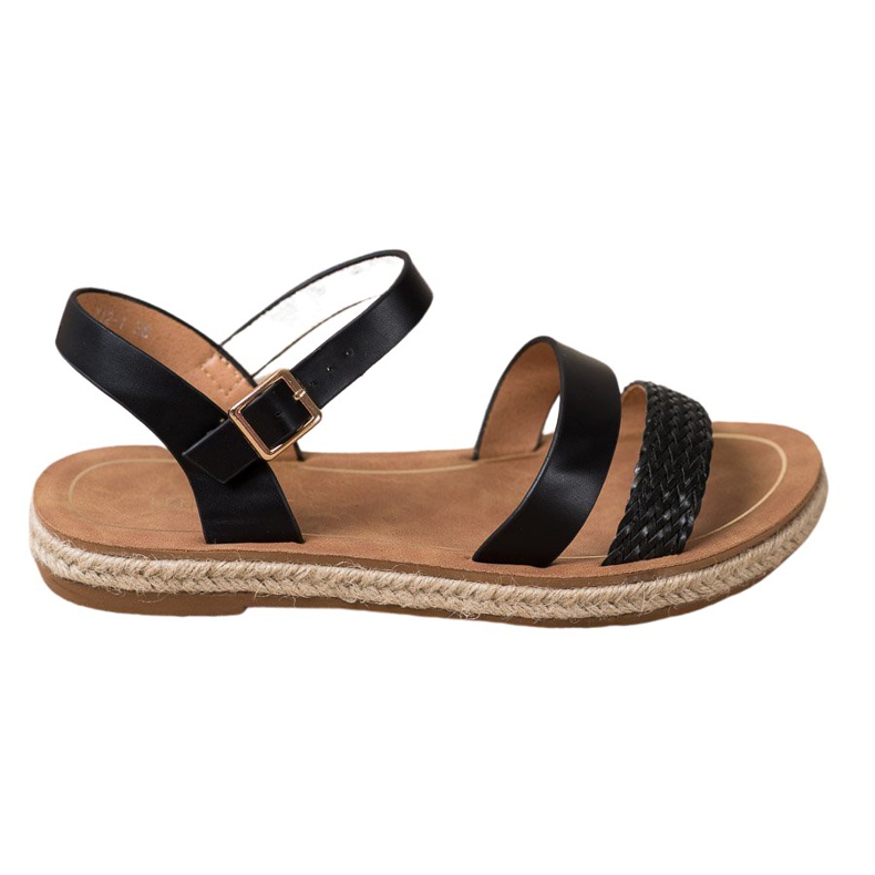 SHELOVET Sandálias de couro ecológico trançado preto