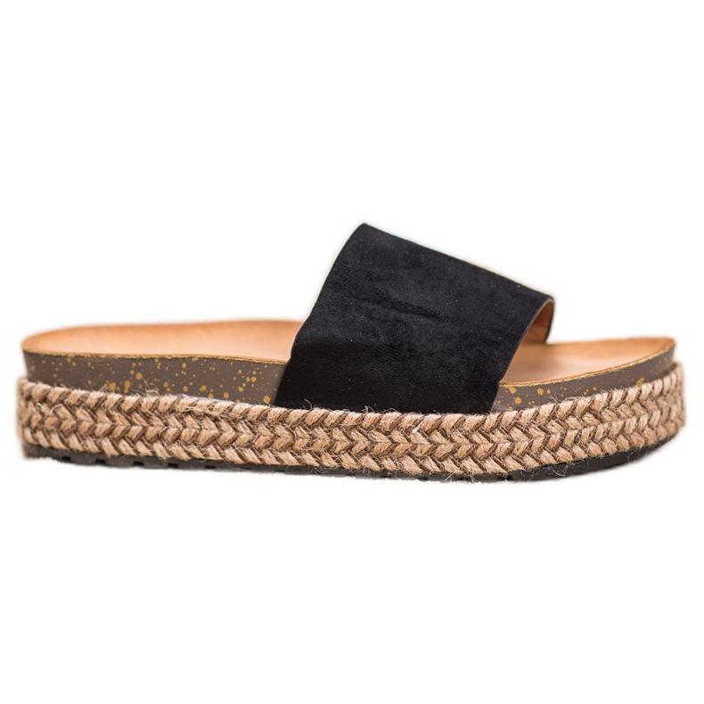 Comer Chinelos casuais na plataforma preto