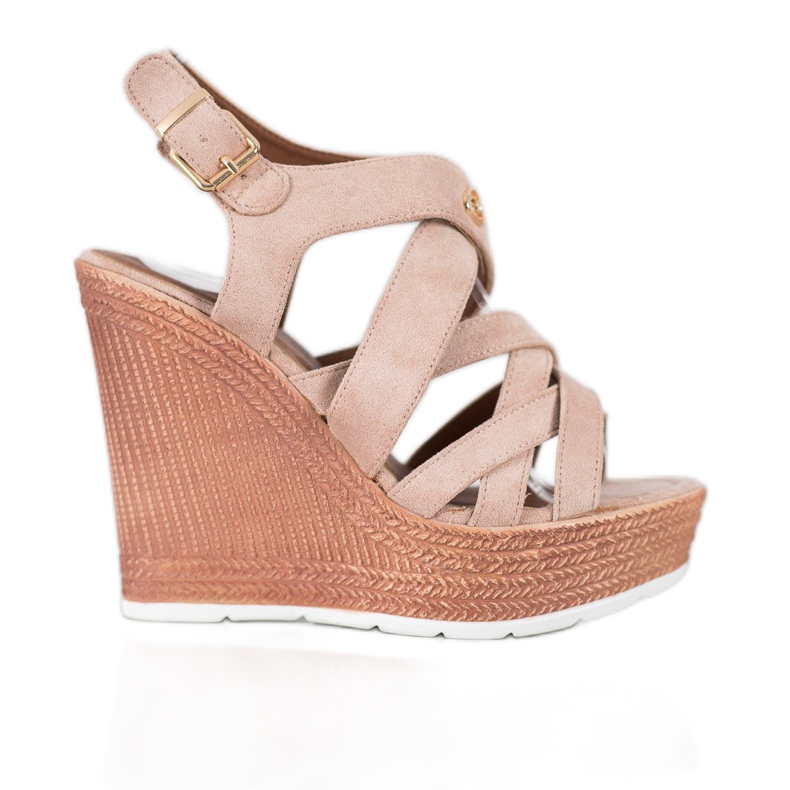 Comer Sandálias Fashion Wedge bege