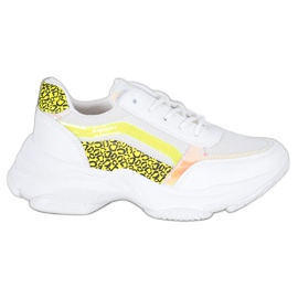 Marquiz Tênis com inserções de neon branco multicolorido
