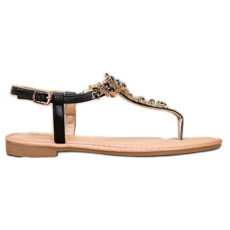 Small Swan Sandálias Elegantes Com Zircônia Cúbica preto