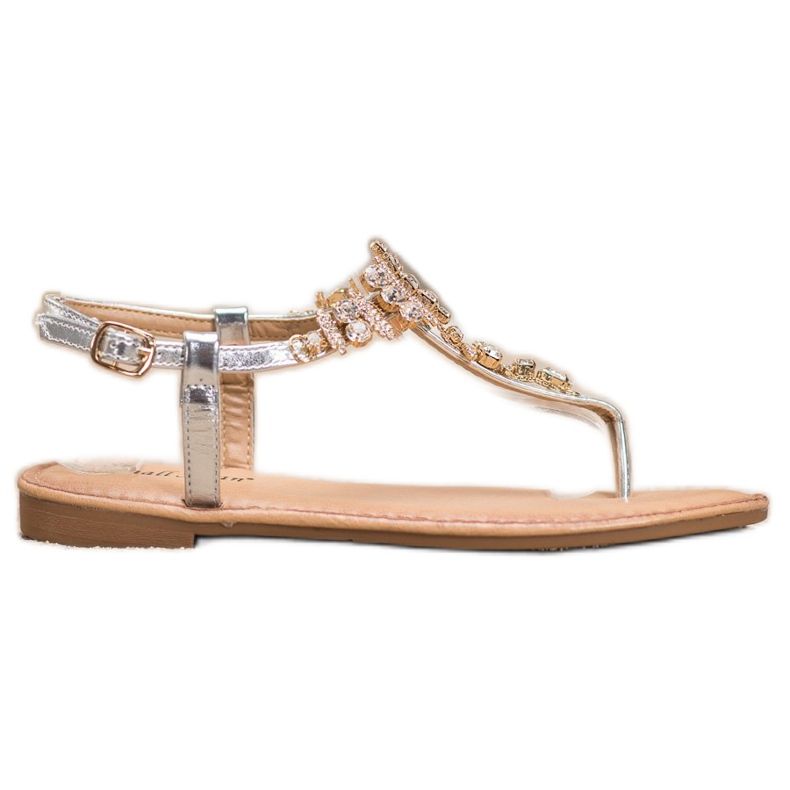 Small Swan Sandálias Elegantes Com Zircônia Cúbica cinza