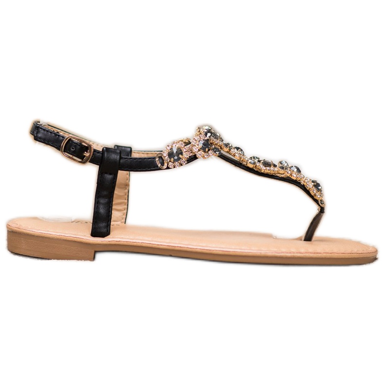 Small Swan Sandálias de chinelo com zircônia cúbica preto