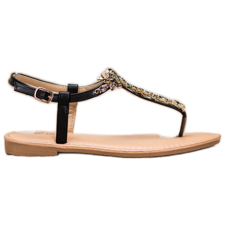 Small Swan Sandálias Elegantes Com Zircônia Cúbica preto