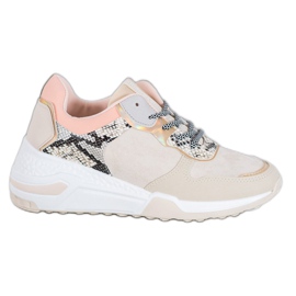 SHELOVET Tênis com estampa de cobra marrom