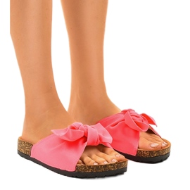 Chinelos decorados em rosa com laço WS9003-5
