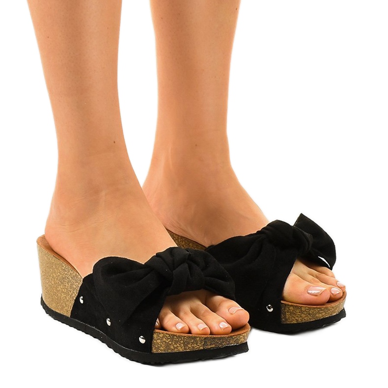 Sandálias pretas de cunha 7862-KL preto