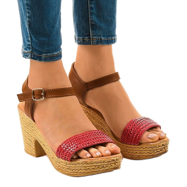 Sandálias de salto alto vermelhas 150-614 vermelho