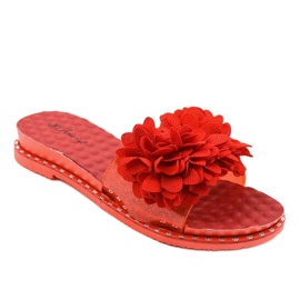 Chinelos vermelhos com flores N-49