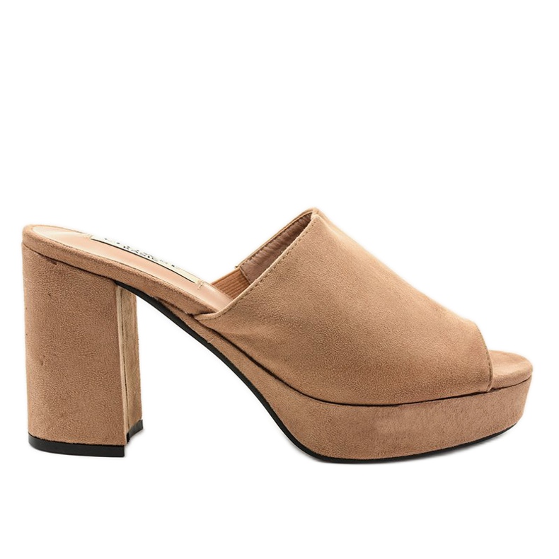 Chinelos de salto de camurça cáqui 9R17 bege