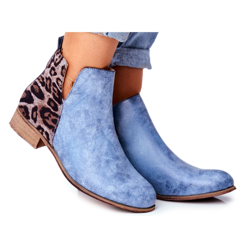 EVE Botas femininas de salto plano Spring Blue Viva azul