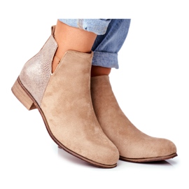 EVE Botas femininas com salto plano Spring Khaki Viva bege