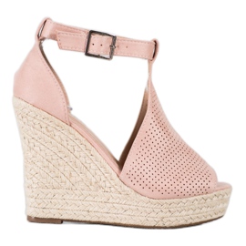 SHELOVET Sandálias de cunha com aberturas rosa