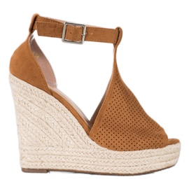 SHELOVET Sandálias de cunha com aberturas castanho