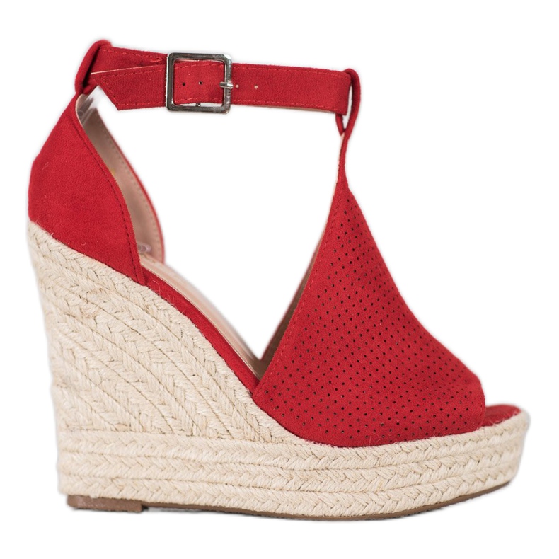SHELOVET Sandálias de cunha com aberturas vermelho
