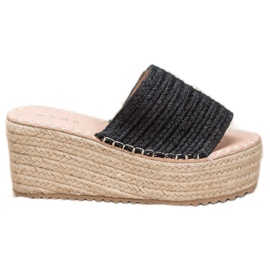 SHELOVET Sandálias de cunha trançada preto