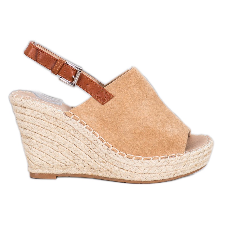 Small Swan Sandálias de camurça da moda castanho