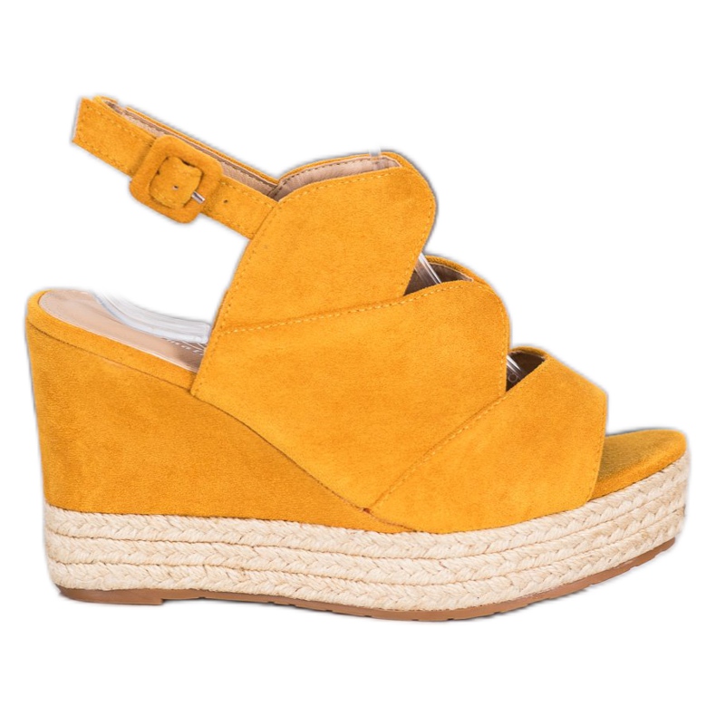 Small Swan Sandálias Fashion Wedge amarelo