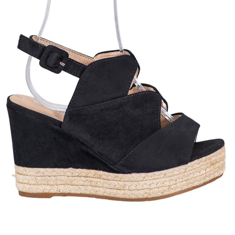 Small Swan Sandálias Fashion Wedge preto