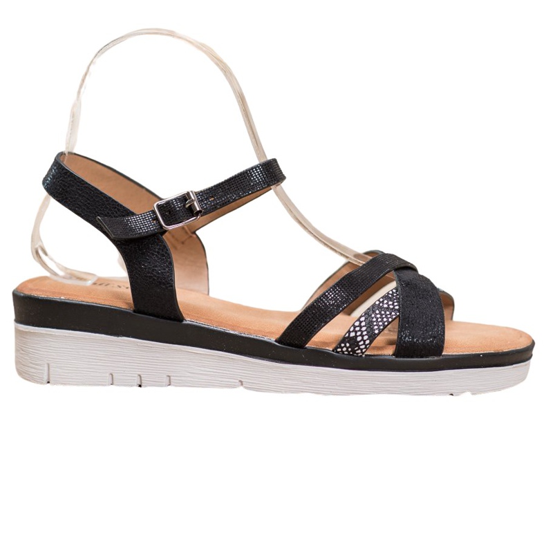 Small Swan Sandálias em cunha baixa preto