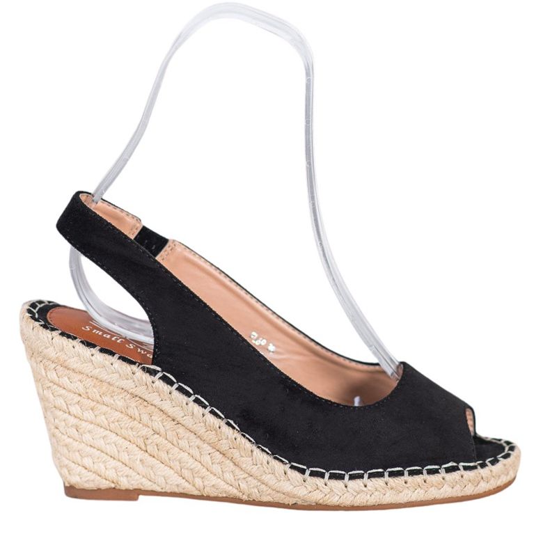 Small Swan Sandálias Pretas em Cunha Alta preto