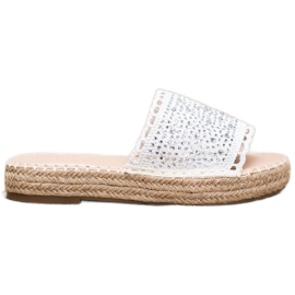 Small Swan Chinelos com cristais branco