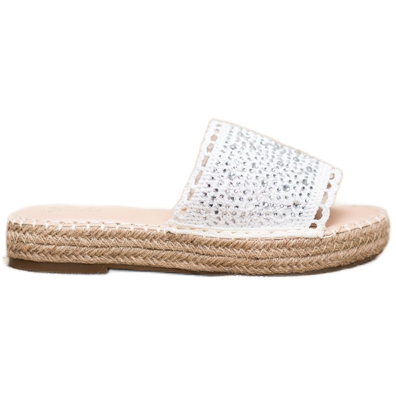 Small Swan Chinelos com cristais branco