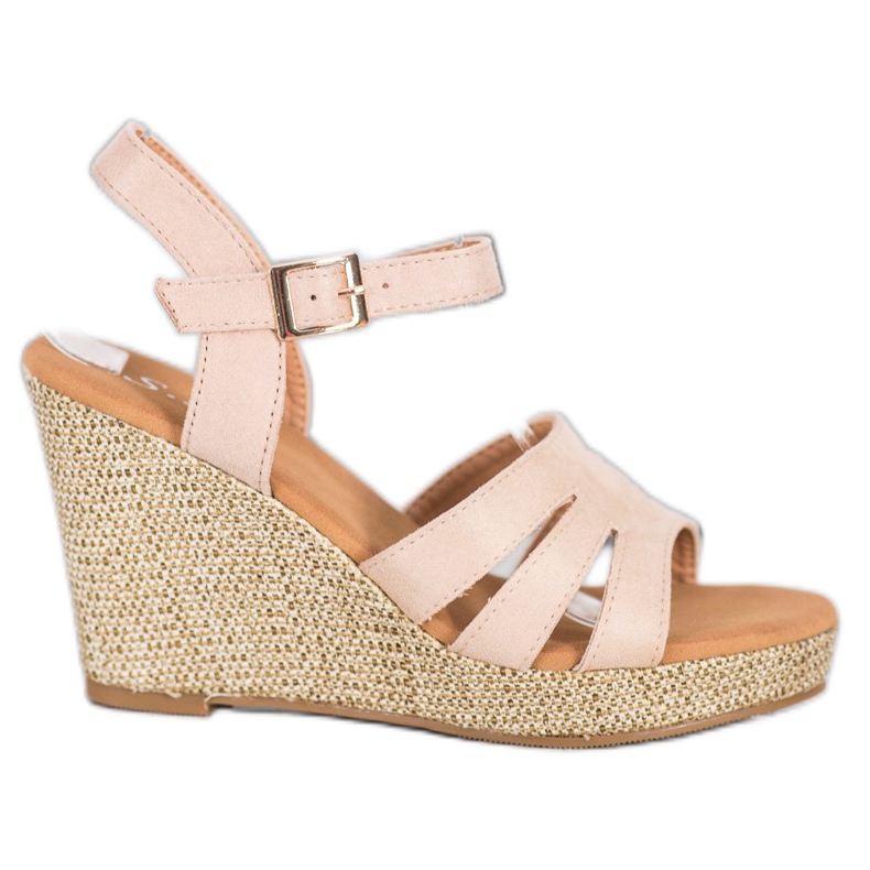 Small Swan Sandálias clássicas feitas de couro ecológico bege