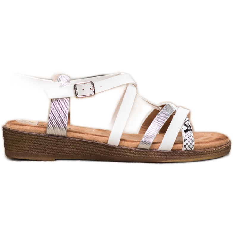 Small Swan Sandálias brancas elegantes branco cinza