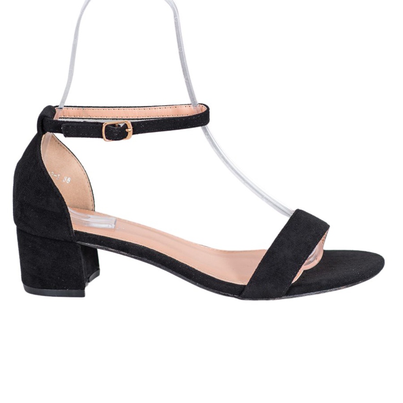 Small Swan Sandálias de salto baixo preto