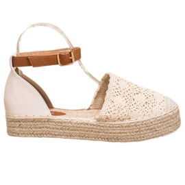 SHELOVET Alpercatas elegantes com renda bege
