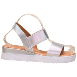 SHELOVET Sandálias prateadas na plataforma cinza