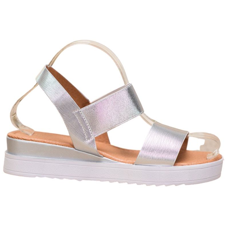SHELOVET Sandálias prateadas na plataforma cinza