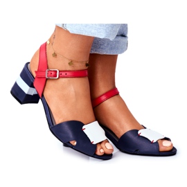 Sandálias femininas Maciejka Couro Azul Marinho 04120-17 / 00-5 azul-marinho