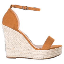 SHELOVET Sandálias sexy de cunha marrom