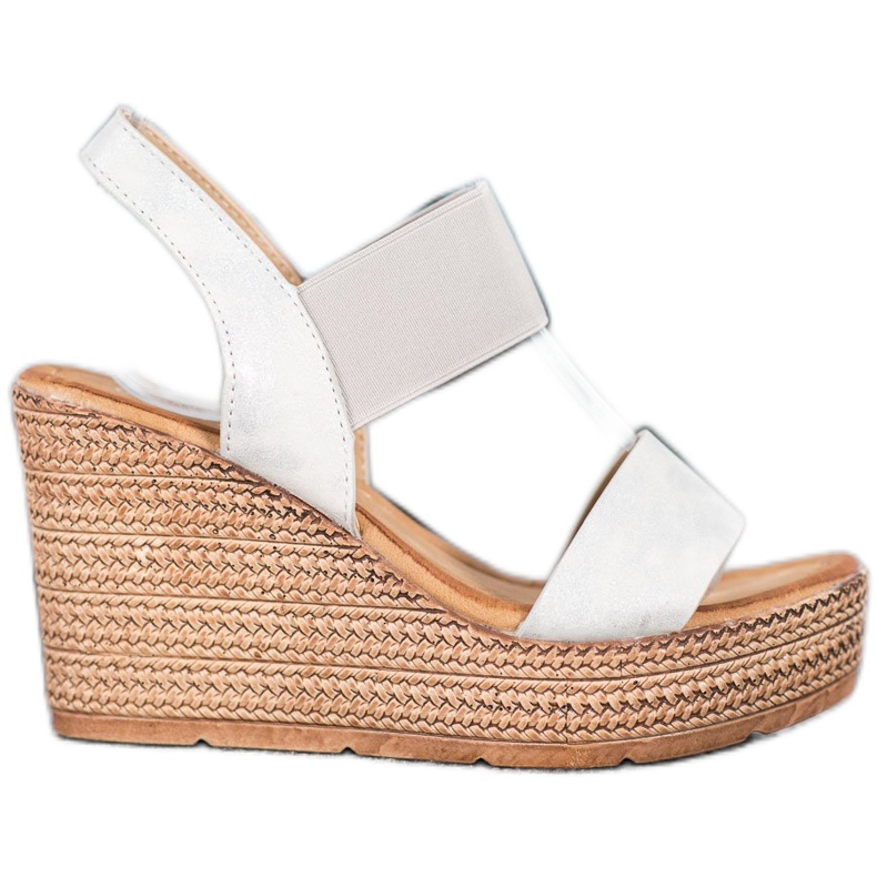 Sea Elves Sandálias Slip-On Wedge bege branco