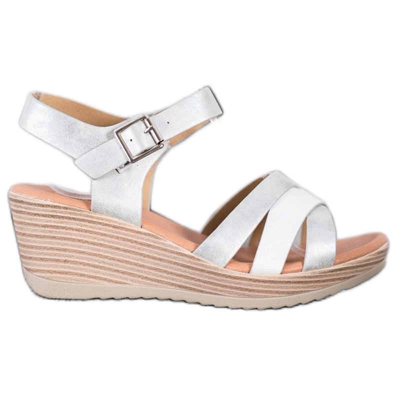 Sea Elves Sandálias leves feitas de couro ecológico branco cinza