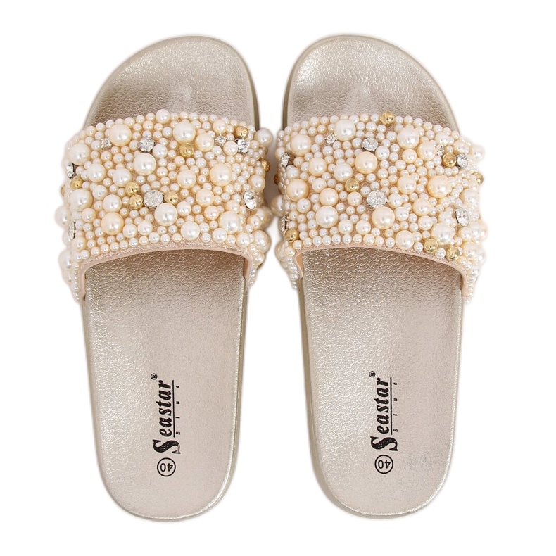 Chinelos com pérolas BG66 Gold dourado