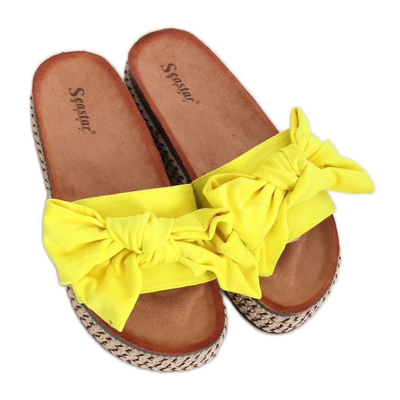 Chinelos amarelos CK137P amarelos de sola alta