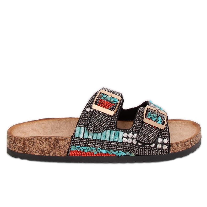 Scholki com contas pretas CK133P Preto multicolorido