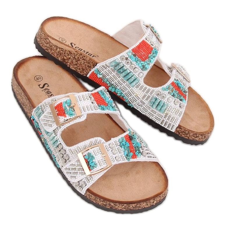 Scholki com contas brancas CK133P Branco multicolorido