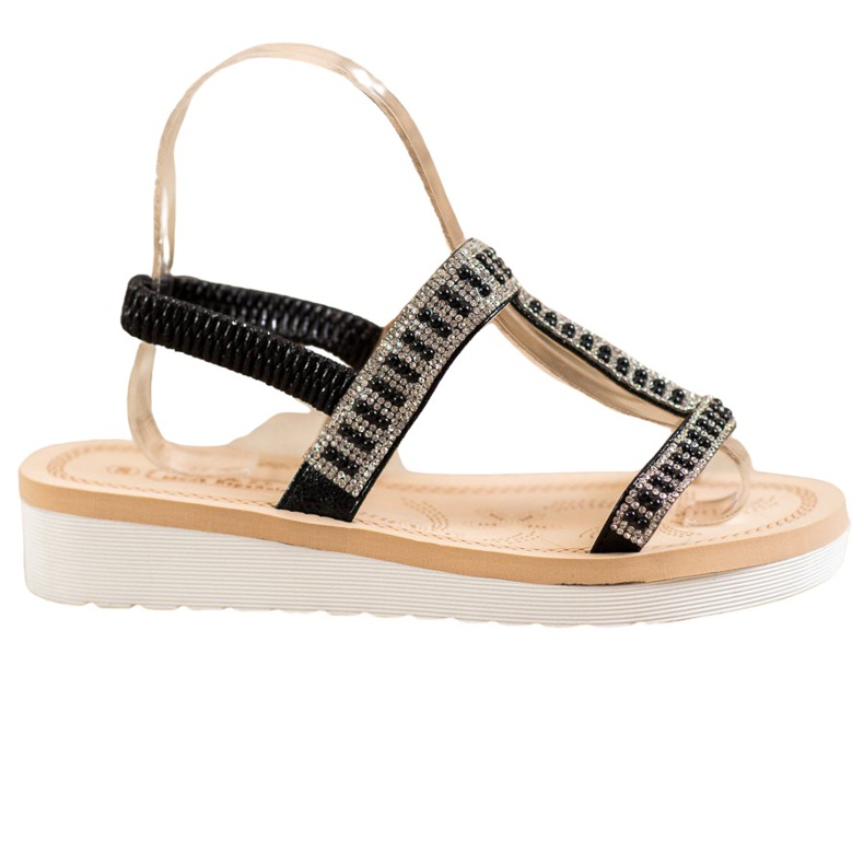 SHELOVET Sandálias deslizantes com miçangas preto